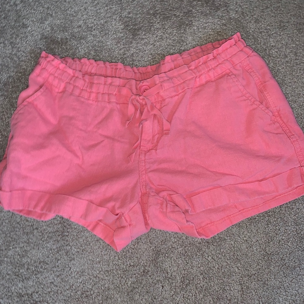 Old navy pink linen tie shorts